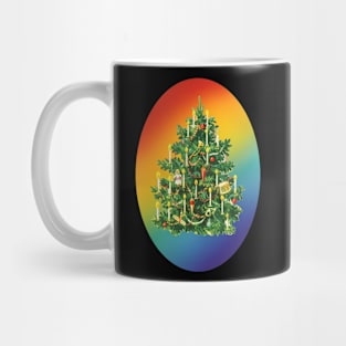 Rainbow Christmas Tree Classic Retro Victorian Mug